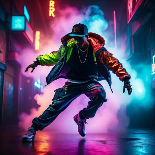 Dynamic Street Dancer in Neon Lights