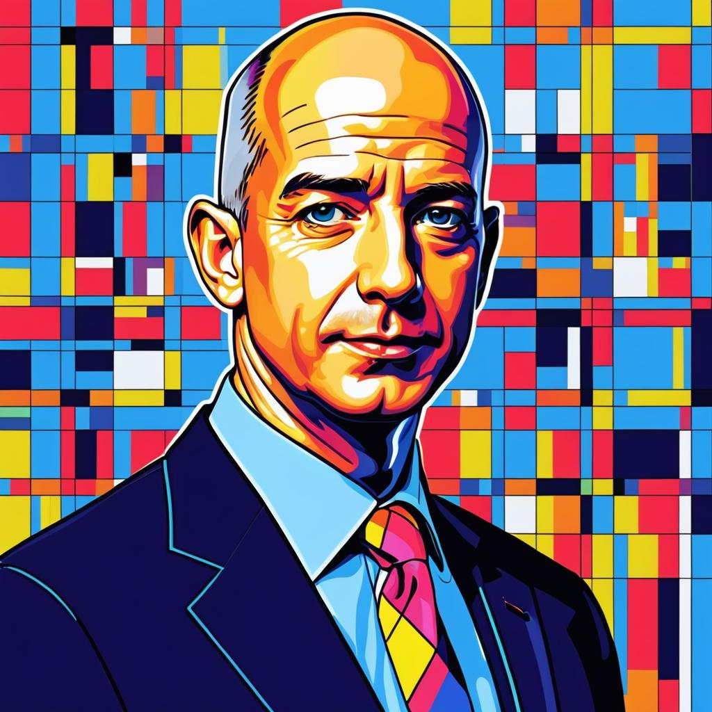 Irritated Jeff Bezos in Pop Art Style