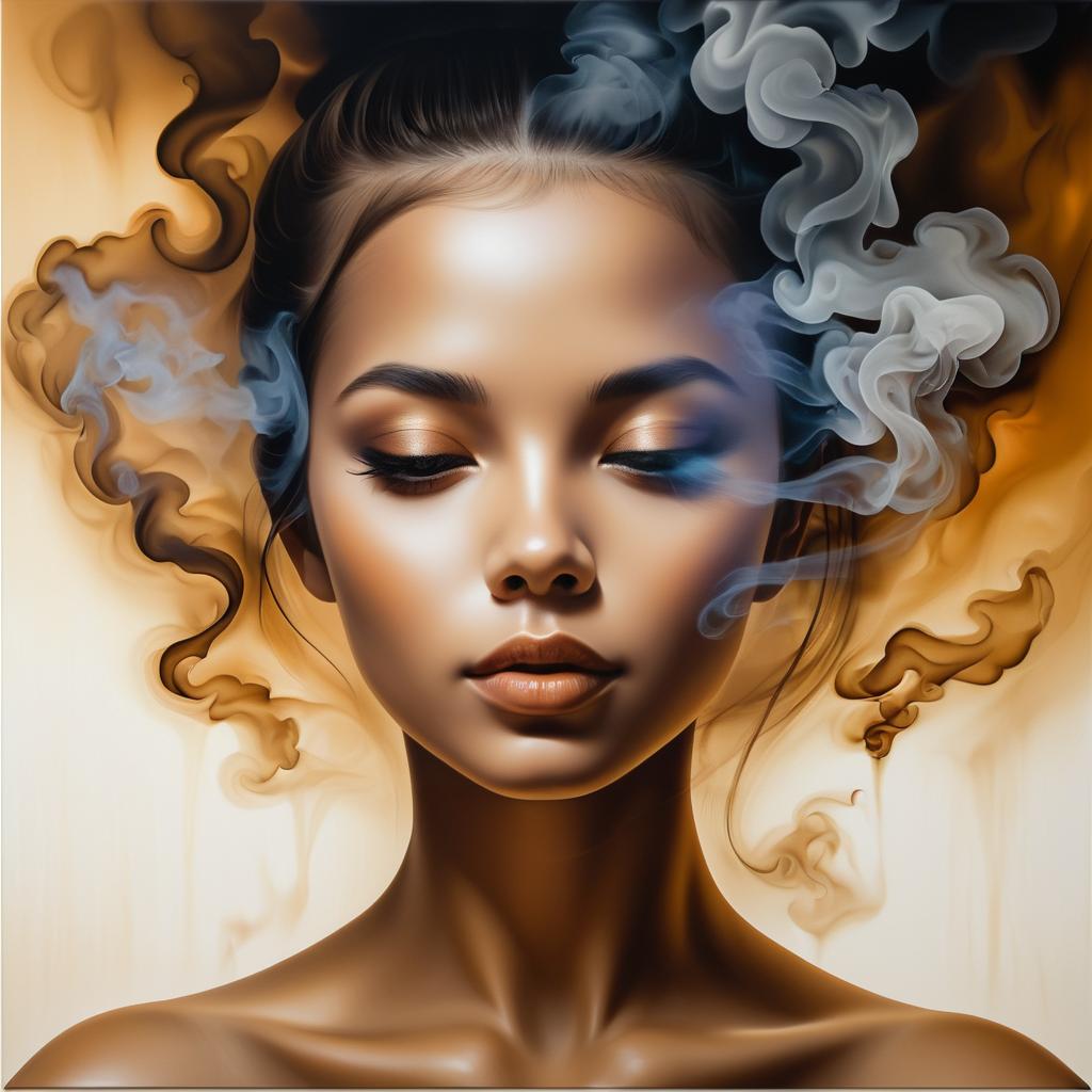 Surreal Smoke Portrait of a Young Girl