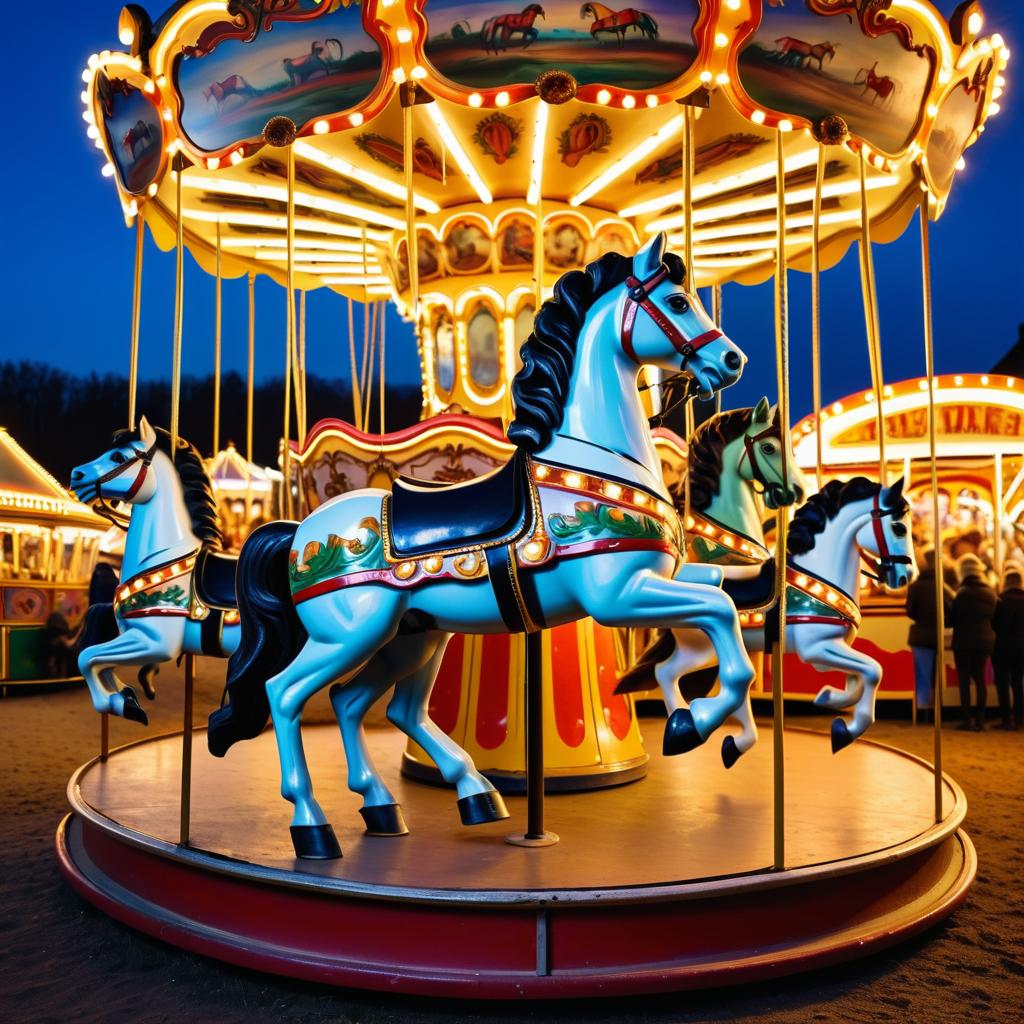 Vintage Carousel at Twilight Fairground