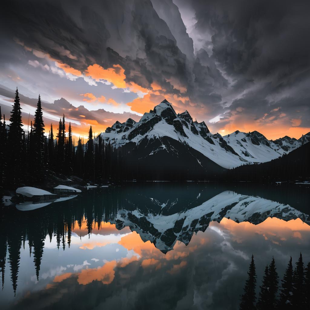 Serene Alpine Twilight with Dramatic Peaks