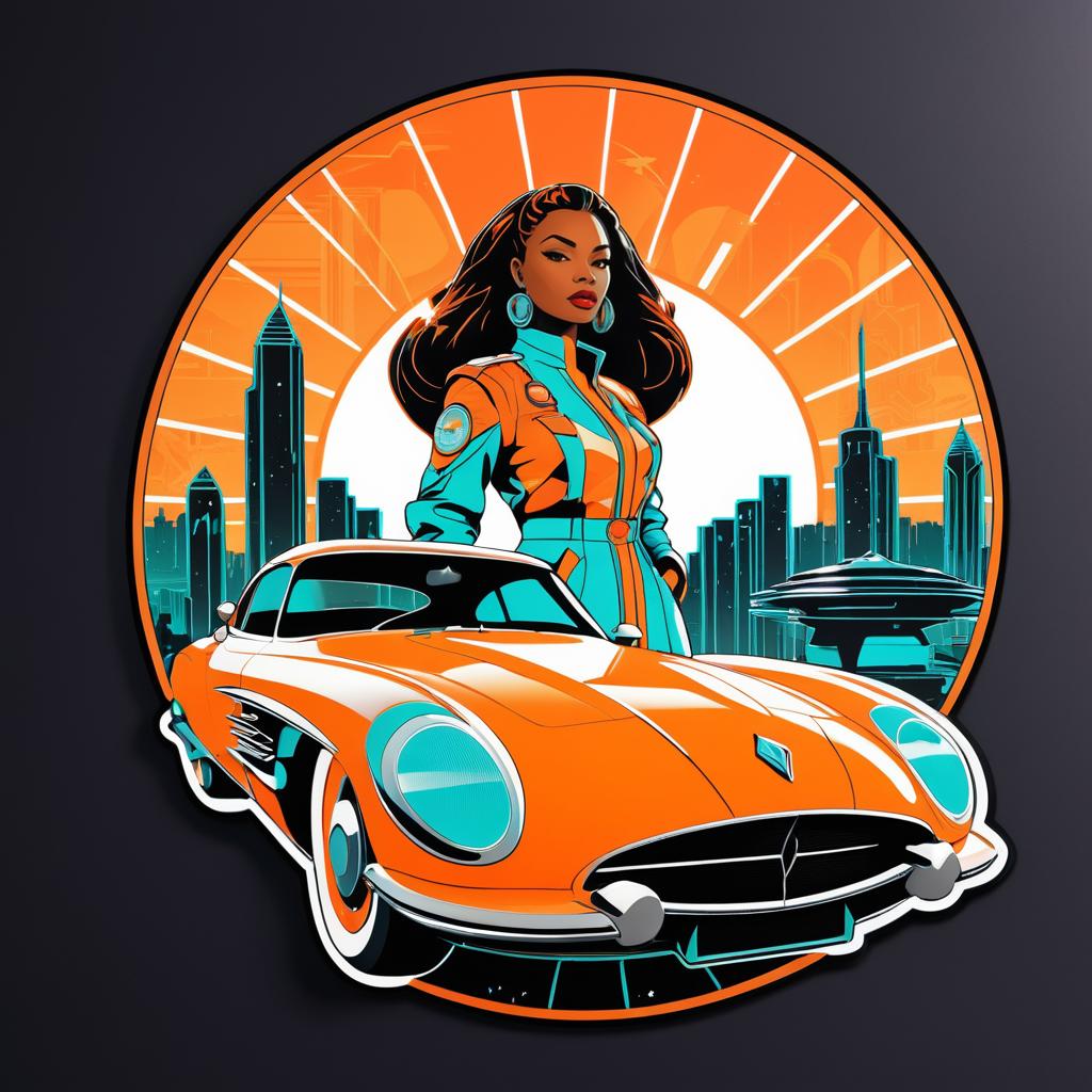 Futuristic Art Deco Woman Car Sticker