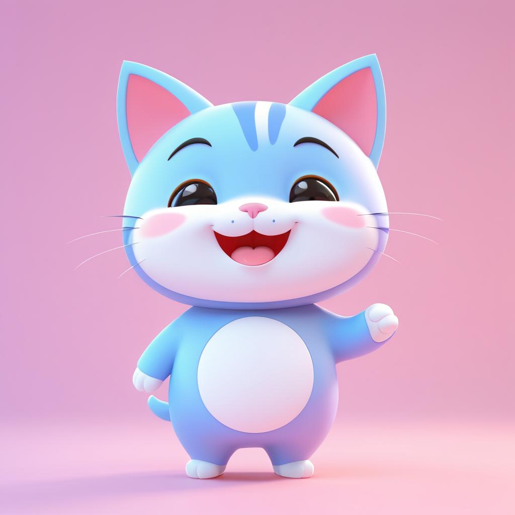 Kawaii 3D Laughing Cat Animation