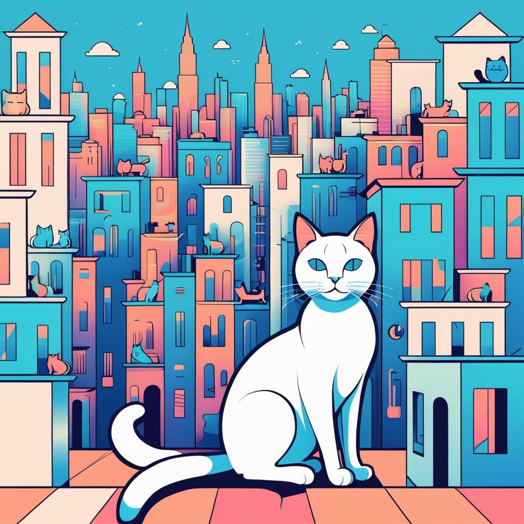 Whimsical Cityscapes with Urban Cats