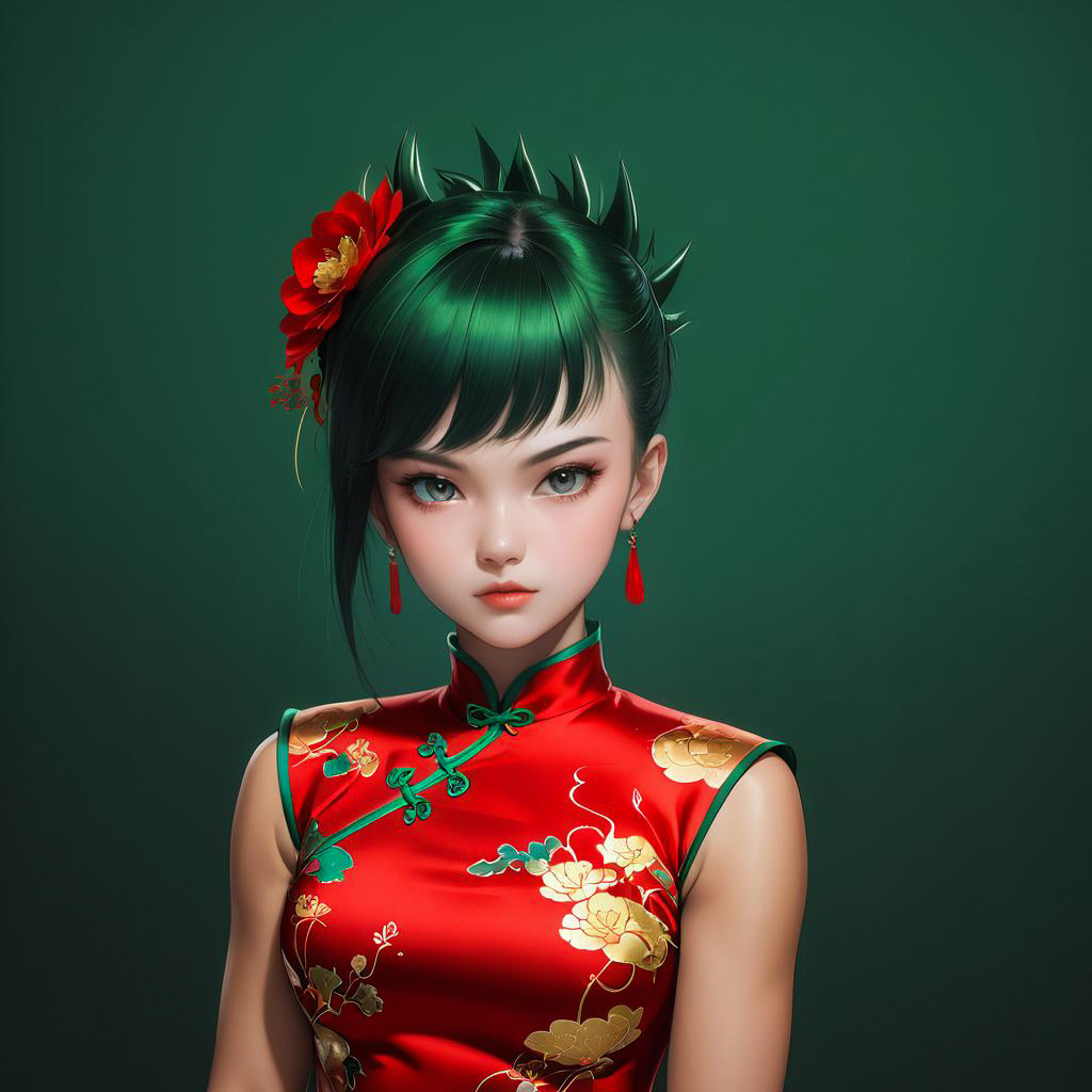 Confident Warrior Woman in Cheongsam