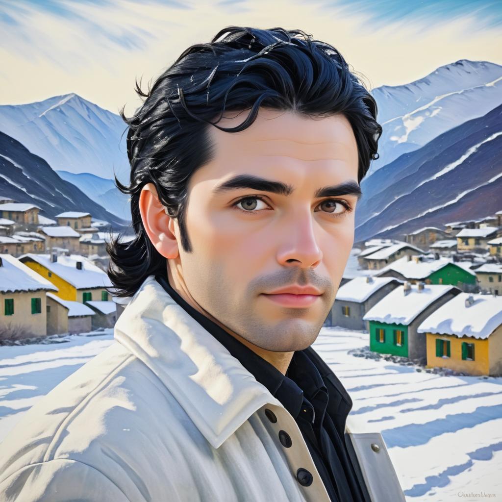 Impressionistic Portrait in a Snowy Landscape