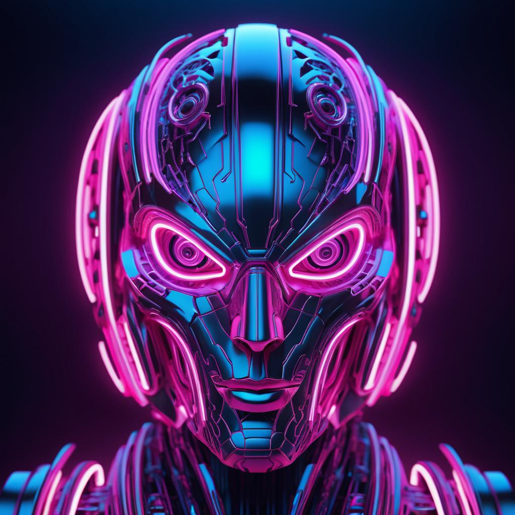 Surreal Cybernetic Creature in Neon Detail