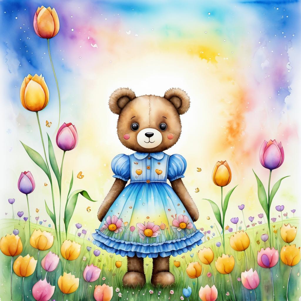 Tim Burton-Style Cartoon Teddy Bear Art