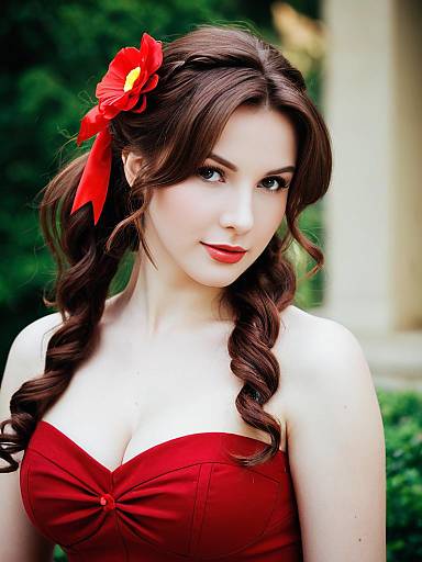 Lifestyle costume photo of Aerith gainsborough (red dress). Cosplay clothes