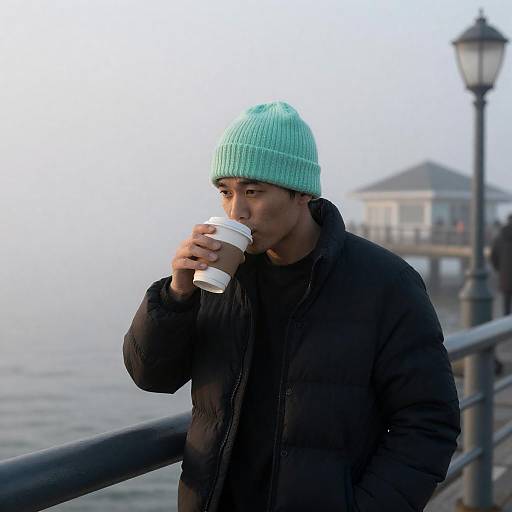 Street Poet in Seafoam Hat at Dawn