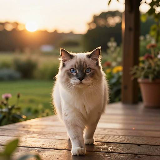 Serene Ragdoll Cat on Countryside Veranda