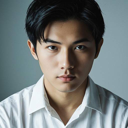 Portrait of Young Asian Man in White Shirt