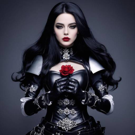 Gothic Warrior Girl with Floral Touch