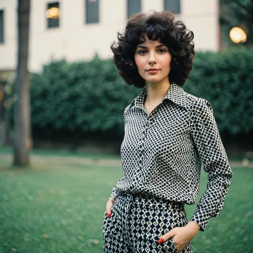 1970s Italian Fashion Woman with Short Curly Hair