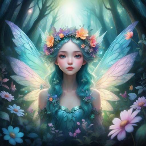 Mystical Fairy in Enchanted Forest Scene