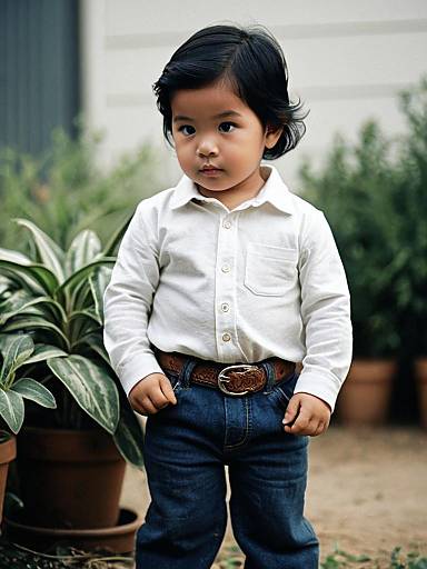 Realistic Toddler Boy in Long Sleeve Shirt