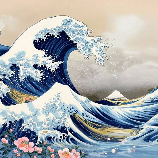 Ethereal Hokusai-Inspired Wave Garden