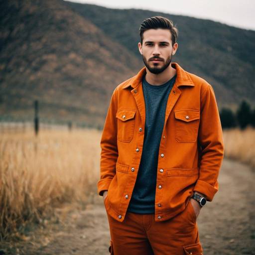 Man in Orange Fall Outfit Outdoors