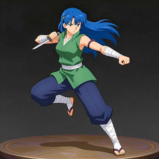 Dynamic Female Ninja in Anime Style