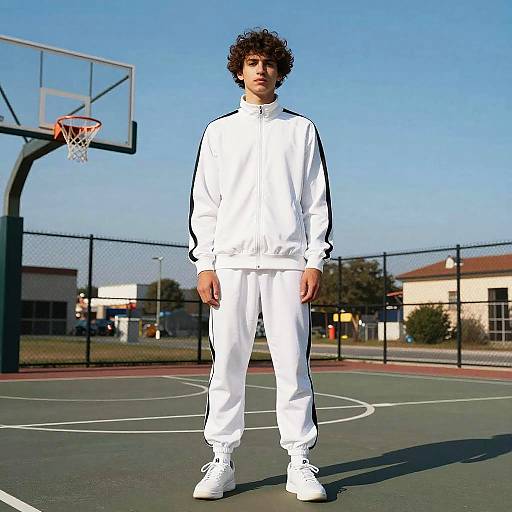 Young Man on Outdoor Basketball Court