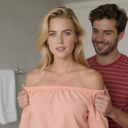 Candid Couple Portrait with Stylish Clothing