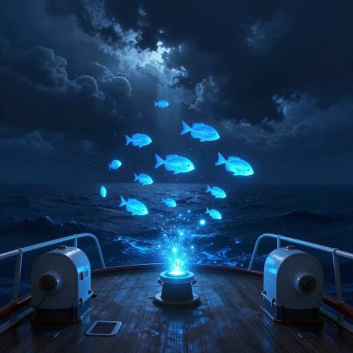 Bioluminescent Ocean Abyss View