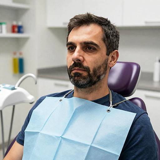Serious Middle-Aged Man at Dentist's Office