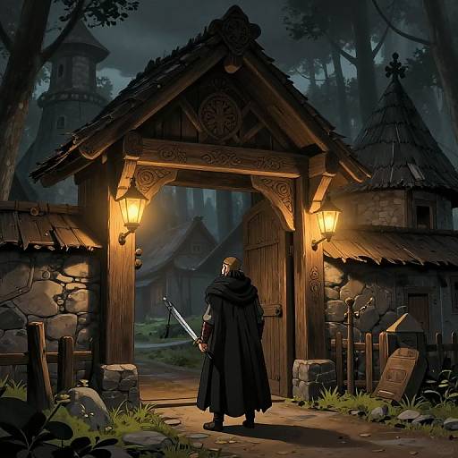 Cinematic Viking Village Illustration