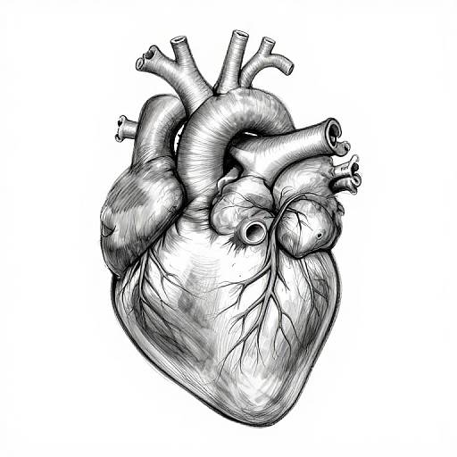 Monochrome Heart Diagram Art