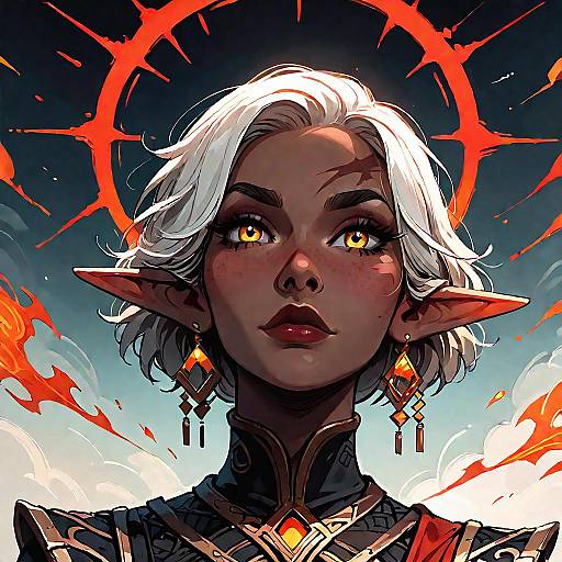 Dark Elf Warlock with Glowing Red Accents