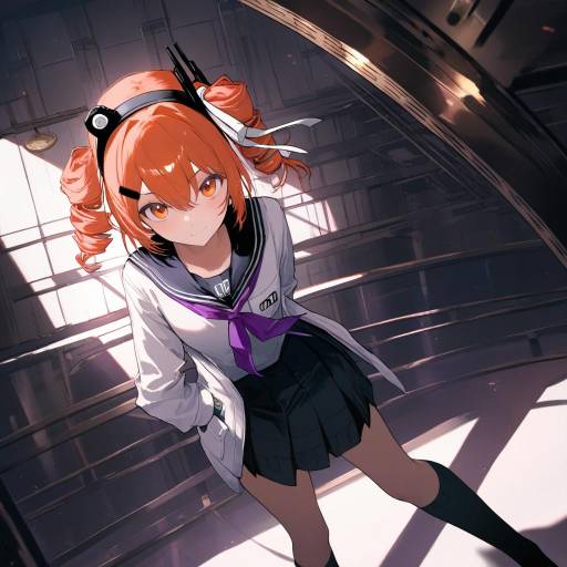 School Girl in Moonlit Assembly Hall