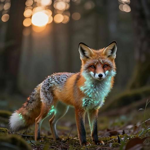 Bioluminescent Fox in Twilight Forest