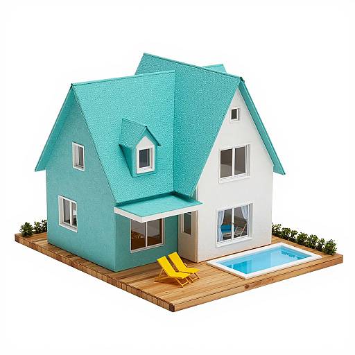 Modern Turquoise House Model