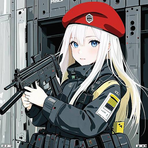 Illustration of Mp5 (girls' frontline), girls' frontline in the style of Fbc
