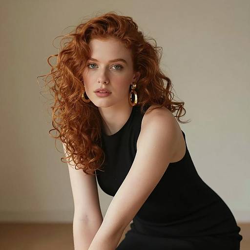 Confident Woman in Elegant Black Dress