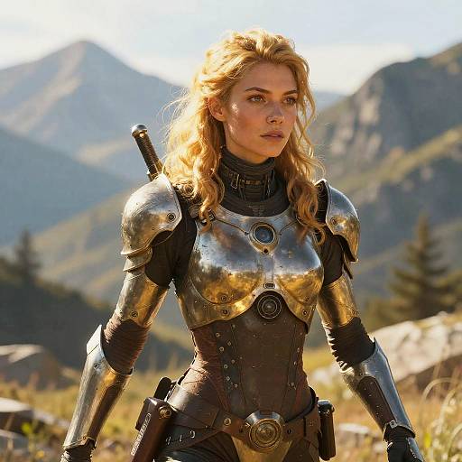 Futuristic Rebel Woman in Mountains
