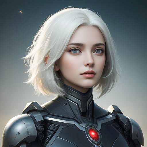 Majestic Cyborg Portrait with Celestial Themes