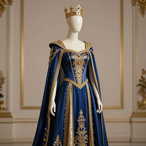 Regal Mannequin in Luxurious Blue and Gold