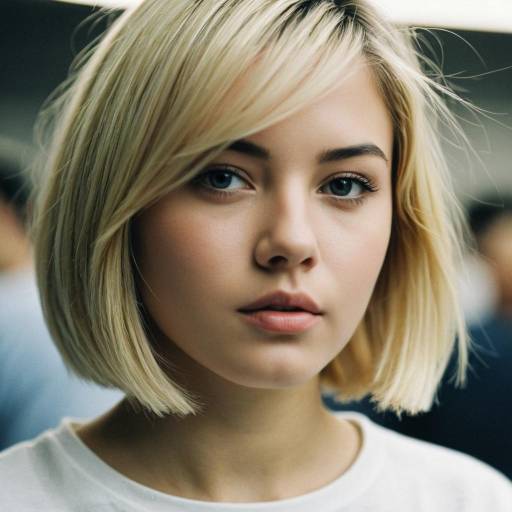 Young Woman with Blonde Bob Hairstyle