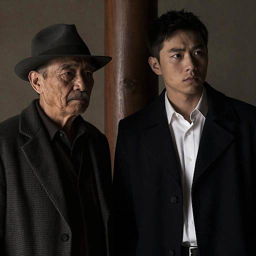 Serious Expressions in Dimly Lit Scene