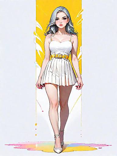 Realistic Full-Body Shot of Woman in Cocktail Dress