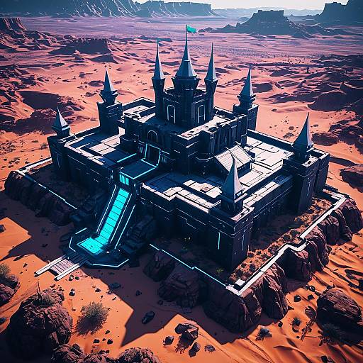 Futuristic Castle in Enchanted Desert