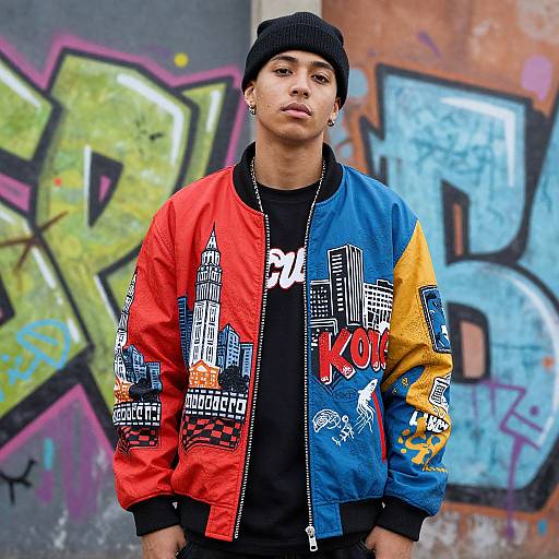 Stylish Hip-Hop Man with Graffiti