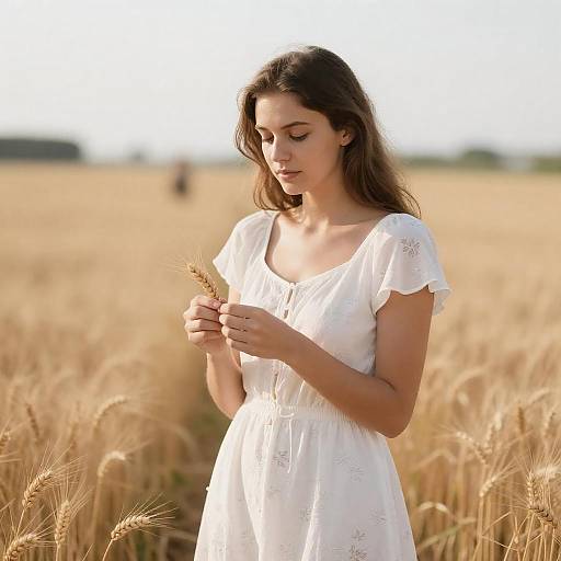 Contemplative Woman in Golden Wheat Field