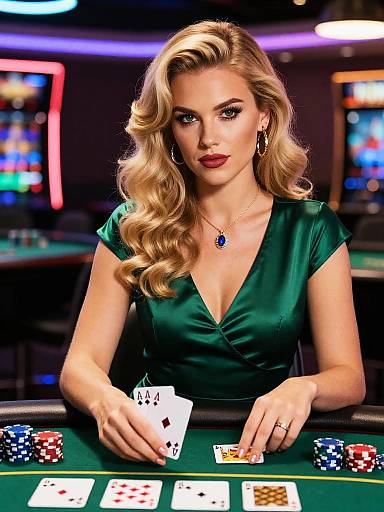 Glamorous Woman Playing Poker