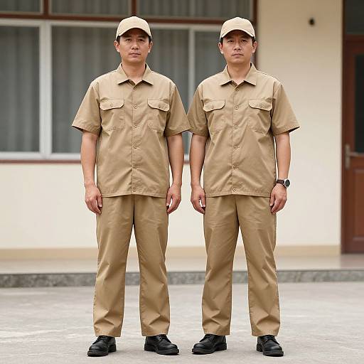 Man in Khaki Work Outfit