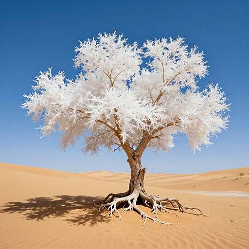 Glowing Crystalline Tree in Desert