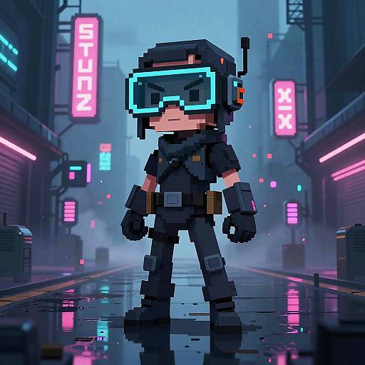 Pixel Cyberpunk Bounty Hunter Scene