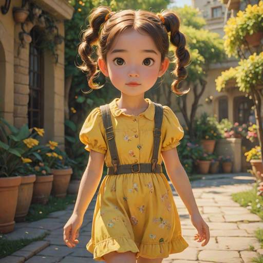 Whimsical Young Girl in Yellow Sundress