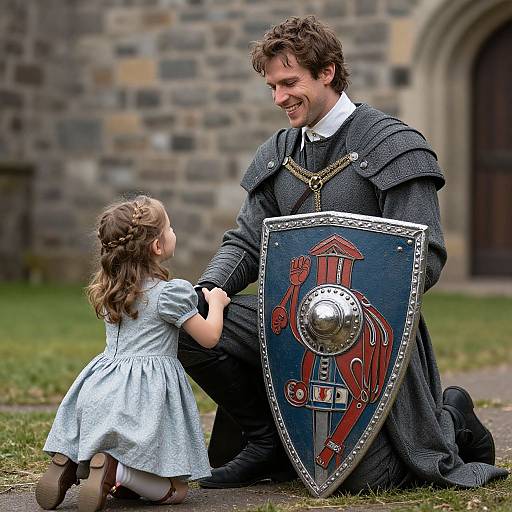 Victorian Paladin Protecting Child